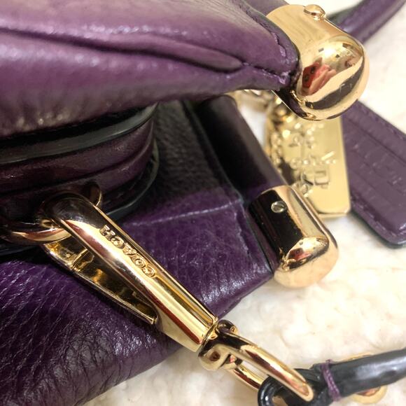 Coach Purple Satchel with Gold Accents - Picture 12 of 16